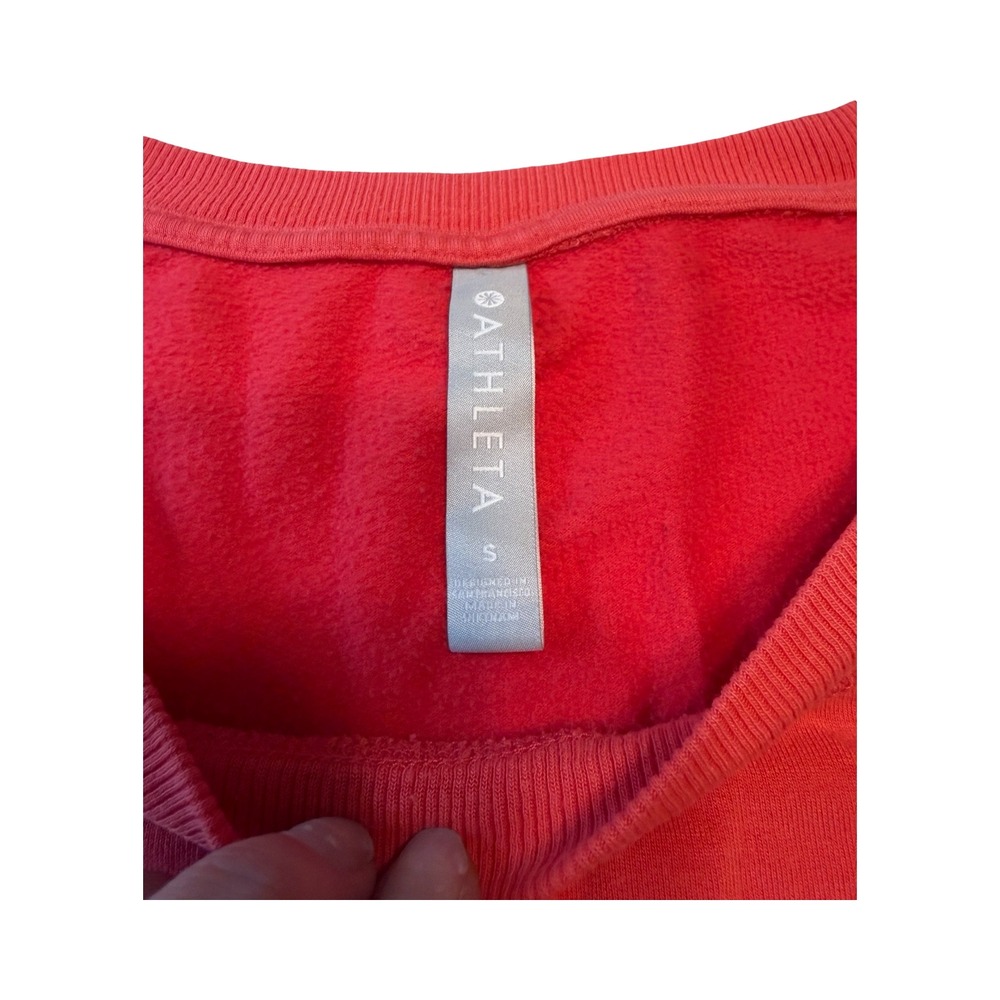 Athleta Coaster Luxe Sweatshirt Coral Pink Small Ultra Soft Split Hem Pullover - Picture 2 of 4
